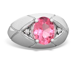 Thumbnail for Lab Pink Sapphire Men's 14K White Gold ring R0361 - top view