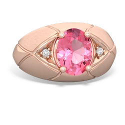 Lab Pink Sapphire Men's Crossroads 14K Rose Gold ring R0361