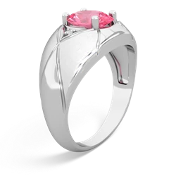 Lab Pink Sapphire Men's Crossroads 14K White Gold ring R0361