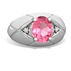 Lab Pink Sapphire Men's Crossroads 14K White Gold ring R0361