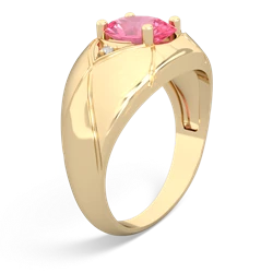 Lab Pink Sapphire Men's Crossroads 14K Yellow Gold ring R0361