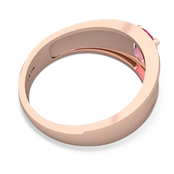 Lab Pink Sapphire Men's Two Lane 14K Rose Gold ring R0363