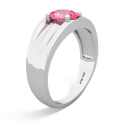 Lab Pink Sapphire Men's Two Lane 14K White Gold ring R0363