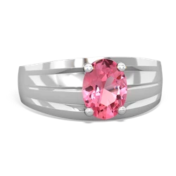 Lab Pink Sapphire Men's Two Lane 14K White Gold ring R0363