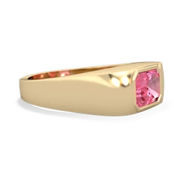 Lab Pink Sapphire Men's Emerald-Cut Bezel 14K Yellow Gold ring R0410