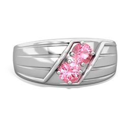 Lab Pink Sapphire Men's Streamline 14K White Gold ring R0460