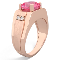 Lab Pink Sapphire Men's 9Mm Round 14K Rose Gold ring R1822