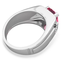 Lab Pink Sapphire Men's 9Mm Round 14K White Gold ring R1822