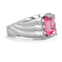 Lab Pink Sapphire Men's 9X7mm Emerald-Cut 14K White Gold ring R1835