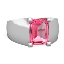 Lab Pink Sapphire Men's 14K White Gold ring R1836