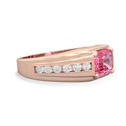 Lab Pink Sapphire Men's Diamond Channel 14K Rose Gold ring R0500