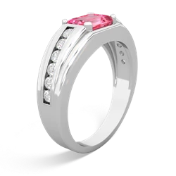 Lab Pink Sapphire Men's Diamond Channel 14K White Gold ring R0500