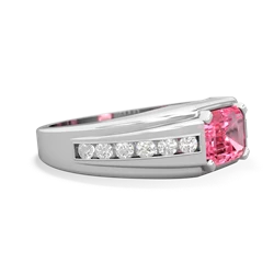 Lab Pink Sapphire Men's Diamond Channel 14K White Gold ring R0500