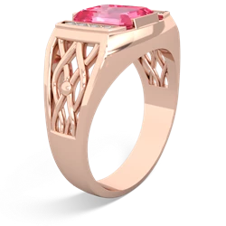 Lab Pink Sapphire Men's Vine 14K Rose Gold ring R0490