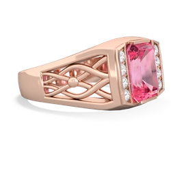 Lab Pink Sapphire Men's Vine 14K Rose Gold ring R0490