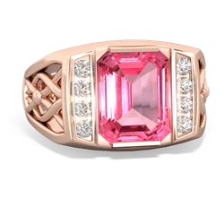 Lab Pink Sapphire Men's Vine 14K Rose Gold ring R0490