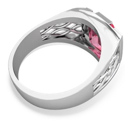 Lab Pink Sapphire Men's Vine 14K White Gold ring R0490