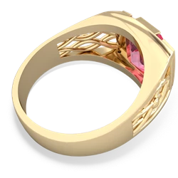 Lab Pink Sapphire Men's Vine 14K Yellow Gold ring R0490