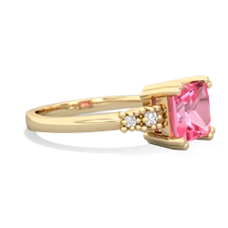 Lab Pink Sapphire Art Deco Princess 14K Yellow Gold ring R2014