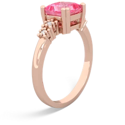 Lab Pink Sapphire Art Deco Princess 14K Rose Gold ring R2014