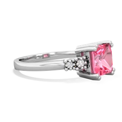 Lab Pink Sapphire Art Deco Princess 14K White Gold ring R2014