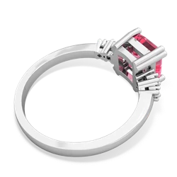 Lab Pink Sapphire Art Deco Princess 14K White Gold ring R2014