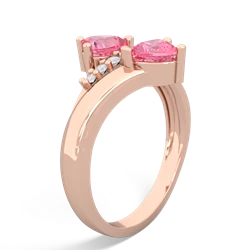 Lab Pink Sapphire Heart To Heart 14K Rose Gold ring R2064