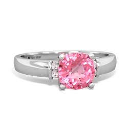 Lab Pink Sapphire Simply Elegant Cushion 14K White Gold ring R2489