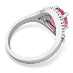 Lab Pink Sapphire Antique Style Cocktail 14K White Gold ring R2564