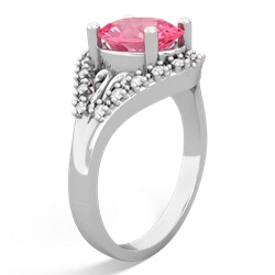 Lab Pink Sapphire Antique Style Cocktail 14K White Gold ring R2564