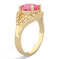 Lab Pink Sapphire Antique Style Cocktail 14K Yellow Gold ring R2564