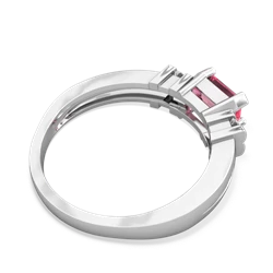 Lab Pink Sapphire Art Deco East-West 14K White Gold ring R2590