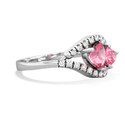 Lab Pink Sapphire Mother And Child 14K White Gold ring R3010