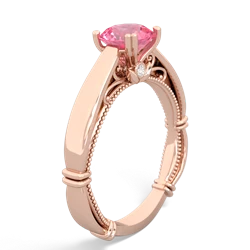 Thumbnail for Lab Pink Sapphire Renaissance 14K Rose Gold ring R27806RD - hand 1 view