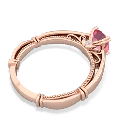 Thumbnail for Lab Pink Sapphire Renaissance 14K Rose Gold ring R27806RD - top view