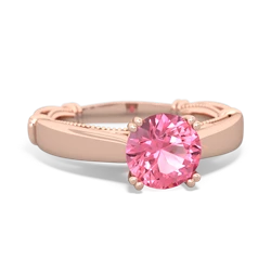 Thumbnail for Lab Pink Sapphire Renaissance 14K Rose Gold ring R27806RD - front view