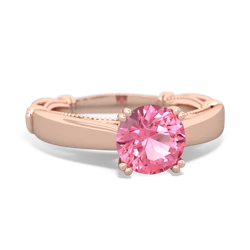 Lab Pink Sapphire Renaissance 14K Rose Gold ring R27806RD