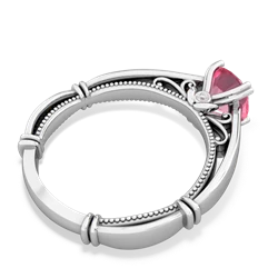 Lab Pink Sapphire Renaissance 14K White Gold ring R27806RD