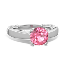 Lab Pink Sapphire Renaissance 14K White Gold ring R27806RD