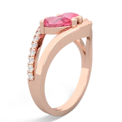 Lab Pink Sapphire Nestled Heart Keepsake 14K Rose Gold ring R5650