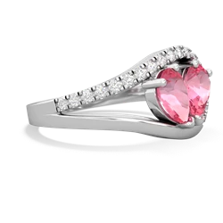 Lab Pink Sapphire Nestled Heart Keepsake 14K White Gold ring R5650