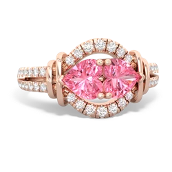 Lab Pink Sapphire Art-Deco Keepsake 14K Rose Gold ring R5630