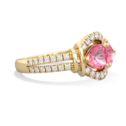 Lab Pink Sapphire Art-Deco Keepsake 14K Yellow Gold ring R5630