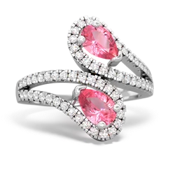 Lab Pink Sapphire Diamond Dazzler 14K White Gold ring R3000