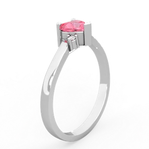 Lab Pink Sapphire Delicate Heart 14K White Gold ring R0203