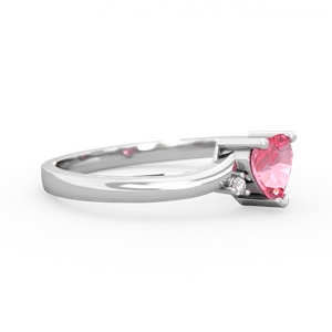 Lab Pink Sapphire Delicate Heart 14K White Gold ring R0203