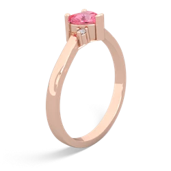 Lab Pink Sapphire Delicate Heart 14K Rose Gold ring R0203