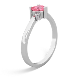 Lab Pink Sapphire Delicate Heart 14K White Gold ring R0203