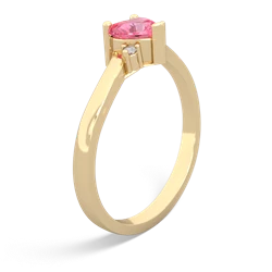 Lab Pink Sapphire Delicate Heart 14K Yellow Gold ring R0203