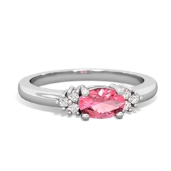 Lab Pink Sapphire Simply Elegant East-West 14K White Gold ring R2480